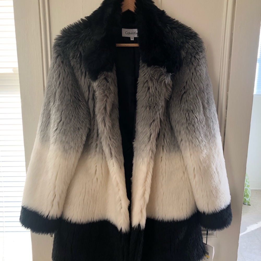 Calvin Klein Faux Fur Ombré Coat